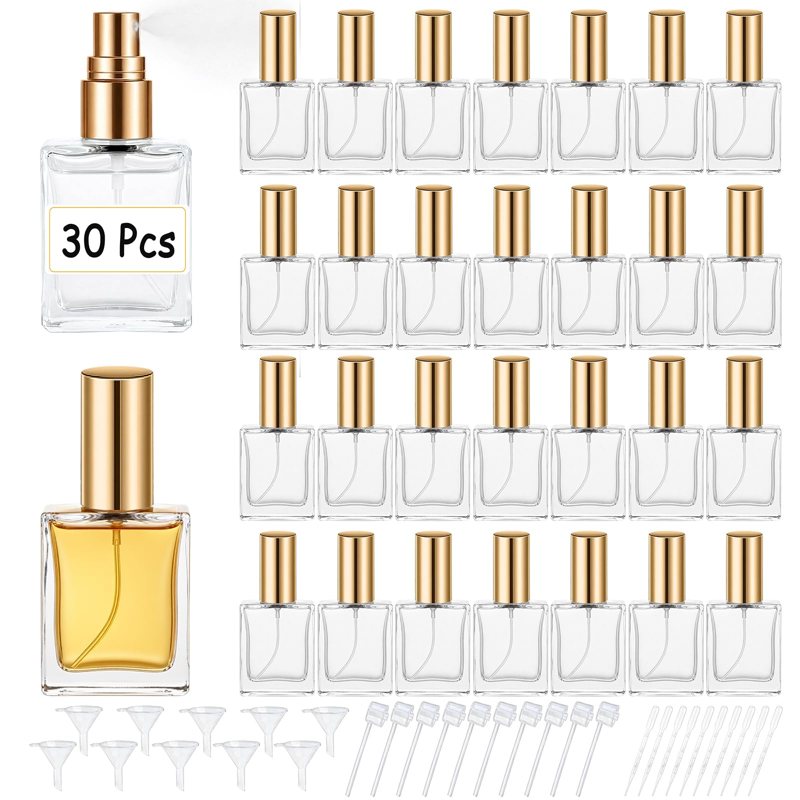Perfume Fragrance World Qahwa - Hochwertige 30 15-ml-Parfümzerstäuber aus Klarglas mit
