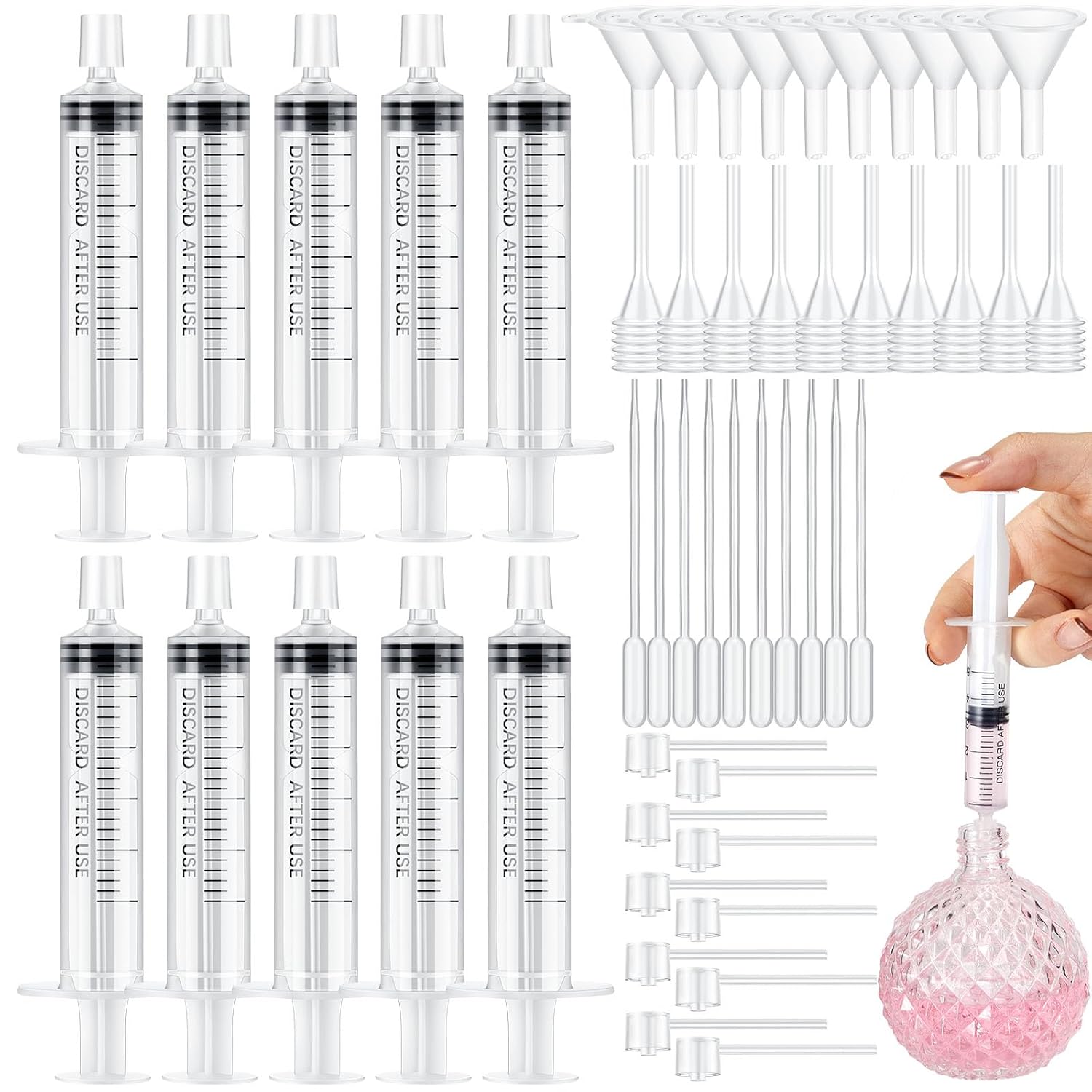 Perfume Fragrance Ingredients - 25/50 Stück Parfüm-Nachfüllpumpen-Werkzeug-Transfersets, einschließlich Trichter, Abgabepumpe,